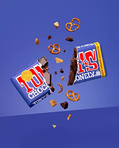 Tony's Chocolonely 42% Dark Milk Chocolate Bar With Pretzel & Toffee - Dark Milk Chocolate, Pretzel & Toffee Chunks, Belgium Chocolate, No Artificial Flavoring, Fairtrade & B Corp Certified - 15 Bars #TOP6