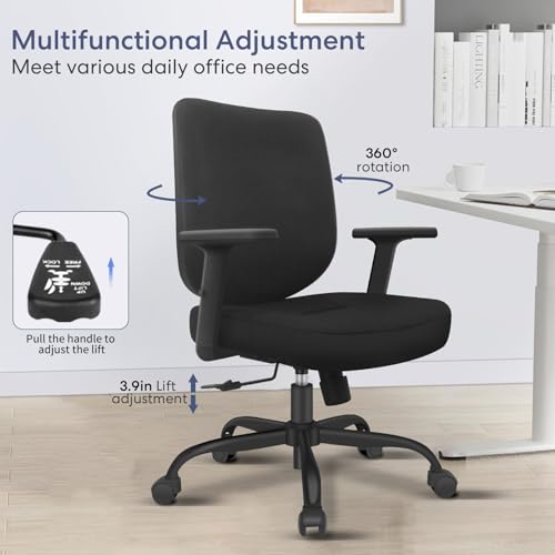 Schwake Office Chair Home Office Desk Chair with Adjustable Arms - Mid Back Computer Chairs for Adults - Swivel Task Chair Comfortable for Home Office by Schwake - Image 2