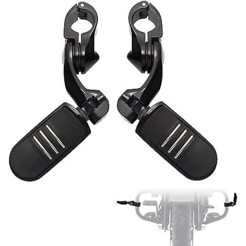 FOVPLUE 1.25" Highway Footpegs,Short Angled Adjustable Highway Pegs w/Mounts for Harley Touring Street Glide Electra Glide Road King Softail CVO Dyna Trike VRSC Sportster w/1-1/4" Engine Guard,Black#3 Cover