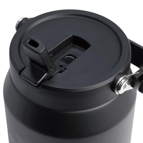 Image of STANLEY IceFlow Flip Straw 2.0 Jug, 64 oz, Black 2.0 | Easy Carry Handle | Twist On Lid and Flip Up Straw | Leakproof Water Bottle | Insulated Stainless Steel | BPA-Free