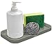Luxet Sponge Holder for Kitchen Sink Organizer Tray [Updated Version with Drain Lip] Self Draining Sink Caddy for Dish Soap Dispenser Scrubber Brushes Bottle Dryer Kitchen Accessories Gadgets, Grey