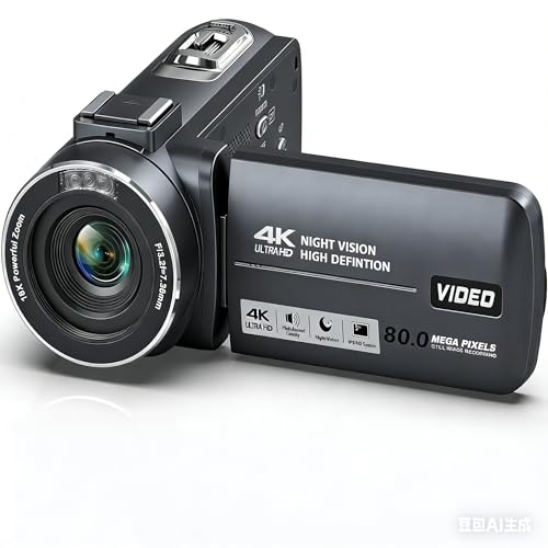 Suttie Camcorder Video Camera 4K 80MP IR Night Vision Vlogging Camera for YouTube 18X Digital Zoom Camcorder Autofocus 3.0' IPS Screen Video Recorder with 32G SD Card