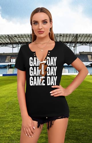 Baseball Shirt Women: Game Day Shirts Baseball V Neck Tshirt Gameday T Shirt Baseball Short Sleeve Tops4
