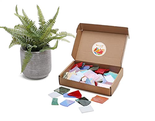 Lanyani Iridescent Stained Glass Pieces For Crafts And Decoration,Variety Irregular Broken Stained Glass Mosaic Tile Scraps,1Kg/35Oz Pack #TOP7