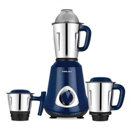 Image of Bajaj GX1 Ninja Series 500W Mixer Grinder With 3 Jars (Stainless Steel Jars) | Superior Mixie For Kitchen | Durable Mixer Grinder | DuraCut Blades | 2 Yrs Warranty 【Blue】
