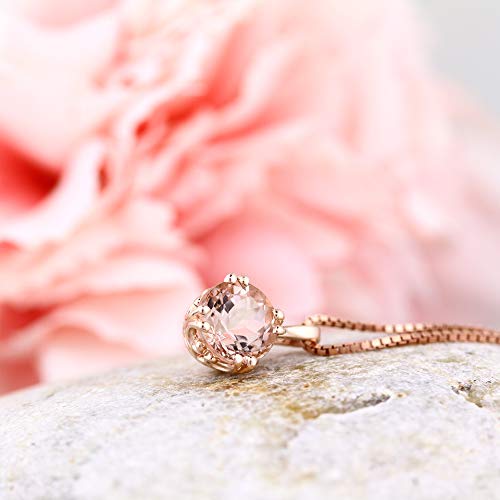 Solid Heavyweight 14k Rose Gold 7MM Round Natural Morganite Fancy Scroll Style Pendant2