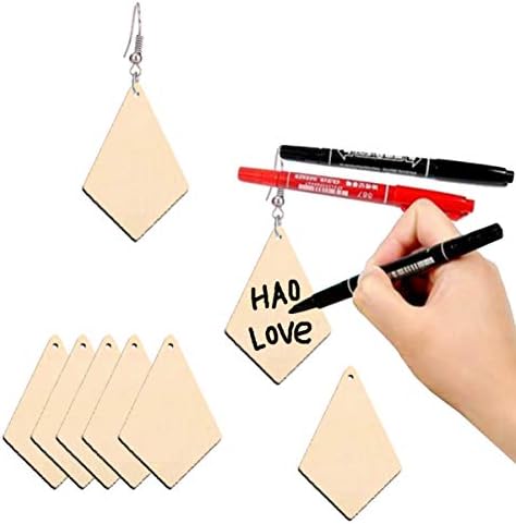 TOYANDONA 50pcs Unfinished Wood Earrings Natural Wood Pendants Blanks Drop Dangle Earrings Teardrop Wooden Earring for Jewelry DIY Craft Making Supplies