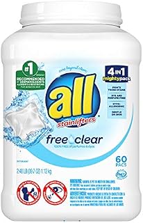 All Mighty Pacs Laundry Detergent Free Clear for Sensitive Skin, Tub, 60 Count