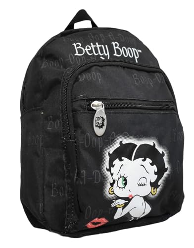 Betty Boop backpack black light weight external zipper pockets (mimi)