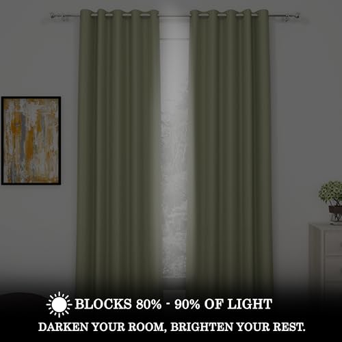 Image of Story@Home Customisable Blackout Curtains 4 to 9 Feet Long Room Darkening, Noise Reducing, Window,Door, Long Door Curtain Plain,Light Green, 100% Opacity