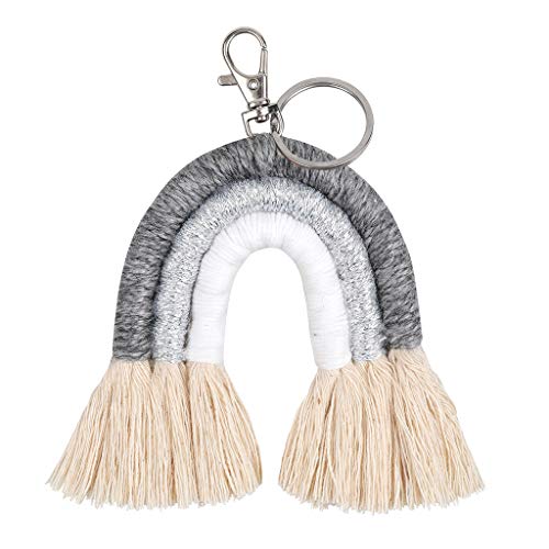 nengzhuzu Weaving Rainbow Keychains for Women Tassel Macrame Keyrings Key Holder Jewelry