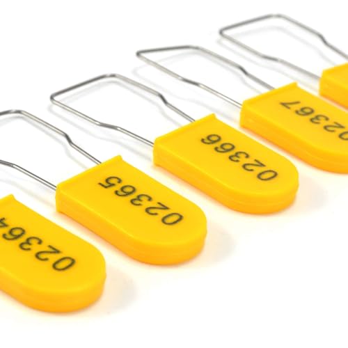 Plastic Padlocks Security Seals Tags Water/Electricity Metal Wire Seal Locking Disposable Anti-Tamper Lock Tag with Numbered(50pcs,Yellow)