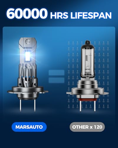 Image of Marsauto M1S H1 H7 LED Bulbs Combo, 80000LM 6000K Cool White Super Bright, 2 Pairs H1+H7 LED Fog Light Replacement, Plug and Play, 60,000+ Hours Lifespan, for ATV Headlights, 4-Pack