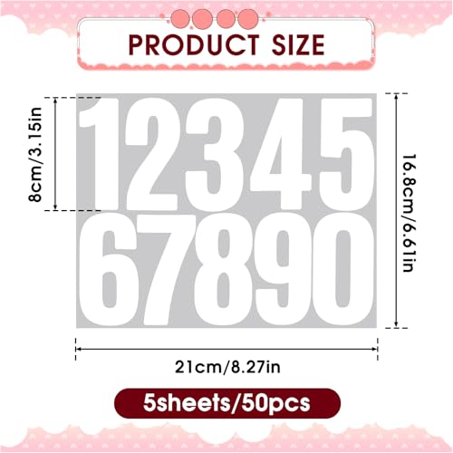 ZEYIYER 5 Blatt Zahlen Aufkleber Weiß 8 cm Zahlen Sticker Wasserdichte Mailbox Nummern Aufkleber Selbstklebendes 0–9 Reflektierende Vinyl Nummernaufkleber für Residenz, Postkasten
