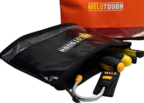 Melotough Waterproof Material 12 Inch Zipper Tool Pouch, Multipurpose Small Tool Bag Carry Case For Small Tools - Storage Pouches, Accessories For All Your Need Orgainzation (Black &Orange) #TOP6