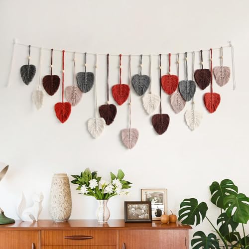 Plume de feuille de macramé boho tissée à la main pour mur - 2