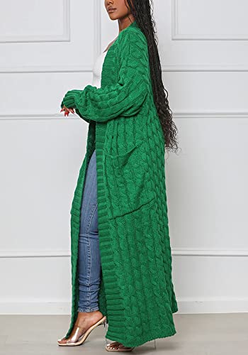 Image of Tcremisa Long Cable Knit Cardigans for Women Chunky Maxi Sweater Coat | Long Sleeve,Open Front,Ankle Length,Floor Length, Dual Pockets,Extra Knitted Duster,Loose Cozy Winter Outwear