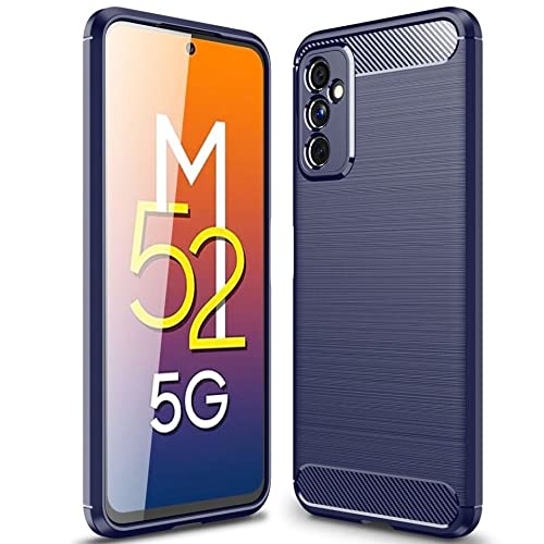 Soezit Bumper Back Cover for Samsung Galaxy M52 5G (Silicone|Carbon Fiber Finish|Blue)