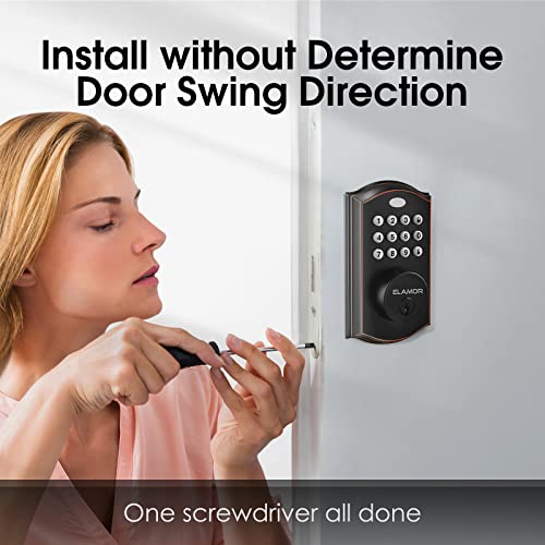 Keyless Entry Door Lock - Electronic Deadbolt Lock With Keypads, Auto Lock, 50 User Codes, Security Waterproof Smart Lock Easy To Install, Ideal For Front Door, Home Use, Apartment - Elamor M19 Orb #TOP3