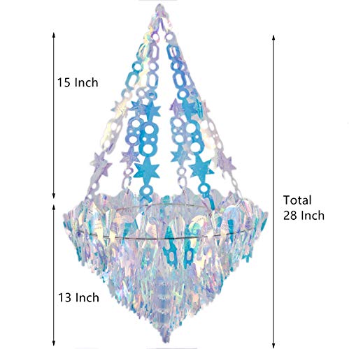 Image of Hanging Decorations Iridescent Chandelier Shaped Foil Ceiling Hanging Ornament for Bridal Shower Wedding Birthday Frozen Theme Party Fairy Princess Rainbow Show Decoration