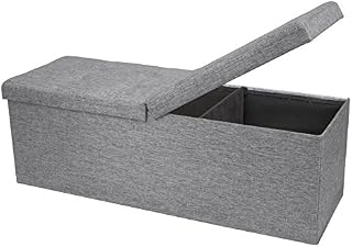 Otto & Ben Folding Toy Box Chest with Smart Lift Top Linen Fabric
