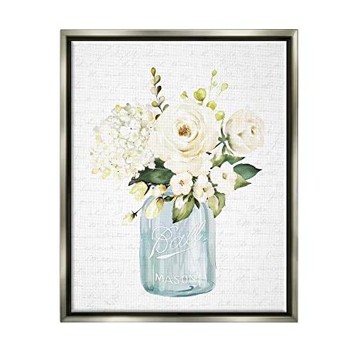 Stupell Industries Classic White Flower Bouquet Vintage Text Script, Design by Lettered and Lined, Grey Floater Framed, 24 x 30 by Stupell Industries - Used condition - US$18.60