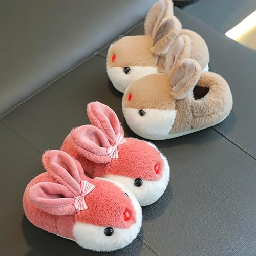 Kids Animal Bunny Indoor/Outdoor Slippers Boys Girls Cute Plush Warm Slip-On Non-Slip Bedroom House Winter Shoes2