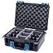 Pelican Color Case Black Pelican 1450 case with Blue Handle and latches. Comes Grey dividers.
