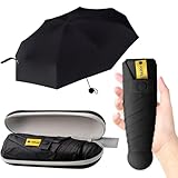 Travel Umbrella Compact, Mini Folding Umbrella with Case, Portable UV Umbrella with Storage Box, Wind Rain 6 Rib Durable Frame for Women Men,Light Compact Rain Umbrella for Travel Outdoor Daily Use