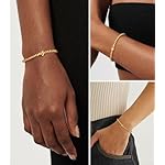 Wowshow Gold Bracelets for Women, 18K Gold Plated Stretch Initial Beaded Bracelets with A-Z Letter Charm Jewelry Gifts for Mother's Day Valentines Christmas - Image 3