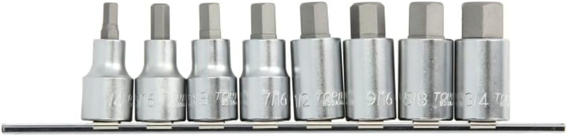 Toptul Hexagonal Socket Set 1/2 8 Pieces 1/4 5/16 3/8 7/16 1/2 9/16 5/8 3/4 Inch