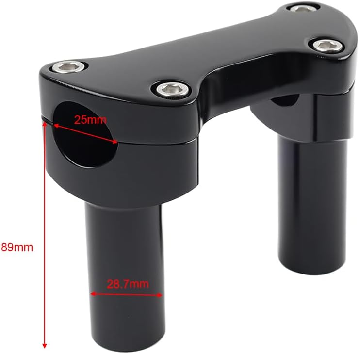 Cnoula11 2pcs Straight 3.5" Handlebar Riser & Top Cover Clamp CNC Aluminium Black Motorbike for Harley for Sportster for Harley-DAVIDSON Dyna for Street bob for Softail