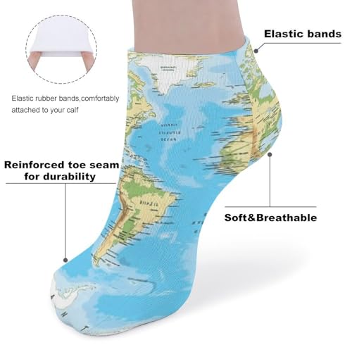 Map Cotton Socks for Women Men Ankle Socks Athletic Sock Low Cut Socks Soft Boot Sock for Work Moisture-Wicking Sock for Running Sports Sock 5 Pairs3
