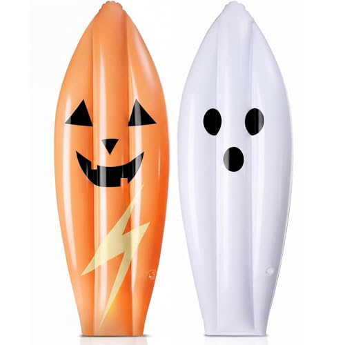 JellyArch 2 Pcs Halloween Inflatable Decorations 36 Inch Inflatable Trunk or Treat Car Decoration Blow up Ghost Surfboard for Halloween Holiday Pool Beach Party Decor