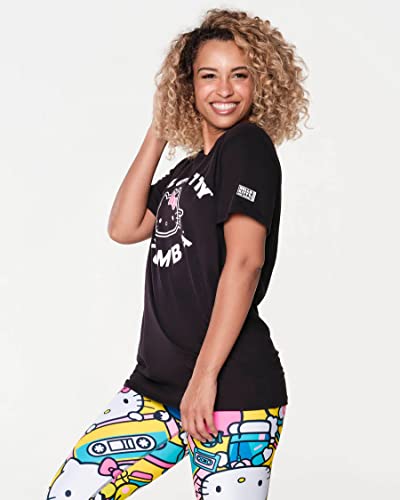 Zumba Women's Hello Kitty And Friends Athletic T-Shirt, Ladies’ Gym Shirt, Xs/S, Bold Black #TOP1
