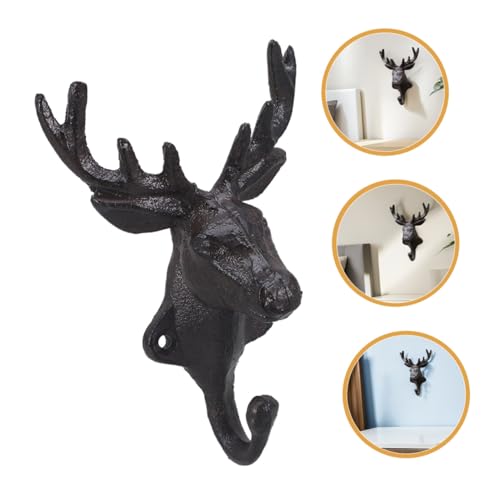 Crochets Muraux Fonte Tête de Cerf Solution Rangement Robuste pour Entrée - 8