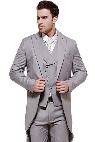 QZI Men's Tailcoat Slim Fit 3 Pieces Suit Dinner Jacket Swallow-Tailed Tuxedos2