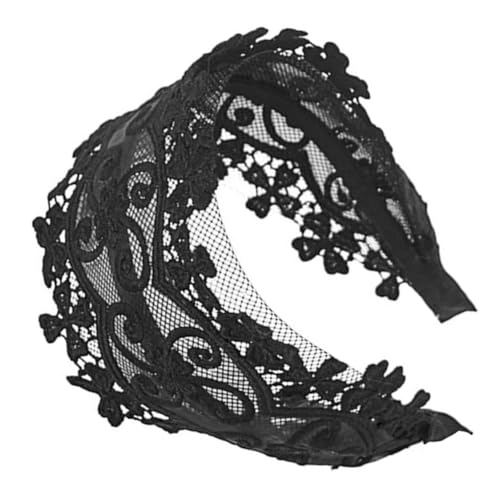 VICASKY Elegant Wide Headband Lace Headband for Women and Girls,Vintage Floral Embroidered Head Bands Fashion Lace Headdress Stylish Hair Accessories