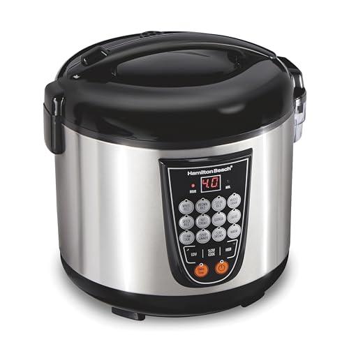 Hamilton Beach Digital Programmable Rice and Slow Cooker & Food Steamer, 20 Cups Cooked (10 Cups Uncooked), 14 Pre-Programmed Settings for Sear Sauté, Hot Cereal, Soup, Nonstick Pot, Stainless Steel (37571MN) by Hamilton Beach - Used condition - US$61.40