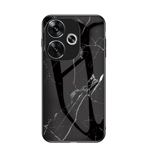 Jiajihua Cover Compatible with Redmi Turbo 3,Compatible with Xiaomi Poco F6 5G 【PC Panel+Tempering Glass+TPU Silicone】 3 in 1 Shockproof Phone Case Black