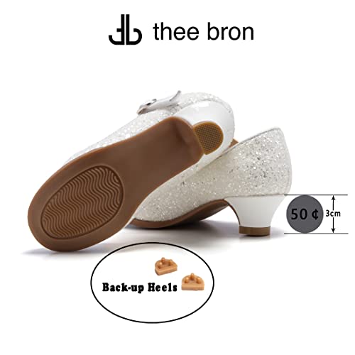 Image of THEE BRON Girls Low Heel Dress Shoes Mary Jane Party Wedding Flower Girl Pumps