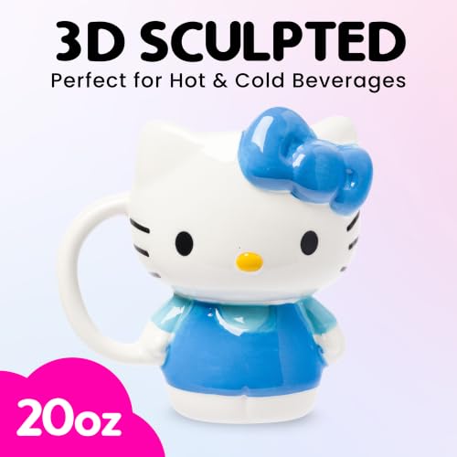 Image of Silver Buffalo Sanrio Hello Kitty Full Body Blue, 3D Sculpted Mug, 20oz | Dress Ceramic, 0.59 Liters