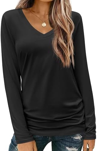 Zeagoo Womens T Shirts Long Sleeve V Neck Basic Tee Casual Loose Fit Soft Fall Tops Outfits 2025 S-XXL Zeagoo Womens T Shirts Long Sleeve V Neck Basic Tee Casual Loose Fit Soft Fall Tops Outfits 2025 S-XXL