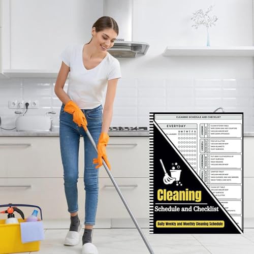 Cleaning Schedule and Checklist, Household Chore List, 8.5x11.5 Inch Daily, Weekly, Monthly Cleaning Planner for Home Organization, Family-Focused Design, 11.5x8.5 inches – vue 3