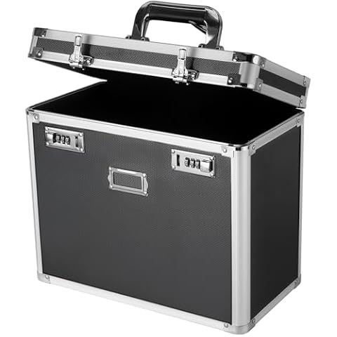 File Organizer Storage Box, Portable Locking Storage Totes - Storage Box with Dual Combination Locks for Filing Office Documents (Black) Cover