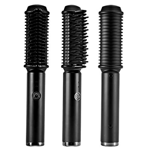 Plancha para el cabello con peine, inalámbrica, para uso en seco y húmedo, con bloqueo automático de temperatura y placas de turmalina y cerámica miniatura 1
