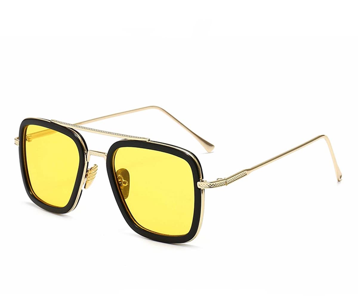 Tony Stark Sunglasses for Men Women Vintage Square Metal Frame Iron Man Glasses Spider Man Eyeglasses