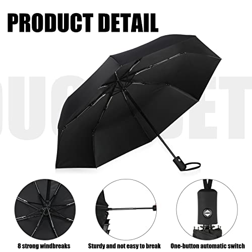 Jexine 6 Pcs Travel Compact Umbrella Automatic Open Close Windproof Small Light Backpack Purse Car Portable Collapsible Umbrella for Rain, Men Women3