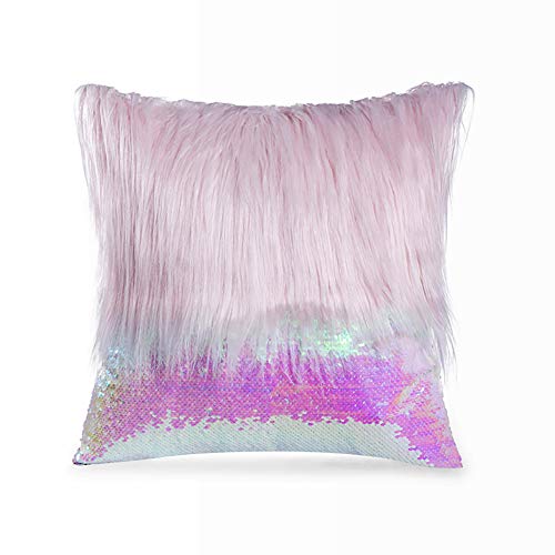 Cozomiz Sequin Faux Fur Decorative Throw Pillow Covers Soft Cushion