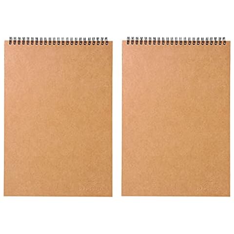 CINY A3 Sketchbook 2 Pack, Sketch Book Art Spiral 30 Sheets, 160g Blank Page Scrap Book, Drawing Book, Student Kraft Cover Sketch Drawing Pad Art Book for Pencil Watercolor Pen - Big Size Hardback Cover